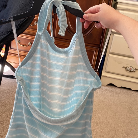 Blue and White Striped Halter Tie Top - Picture 6 of 6